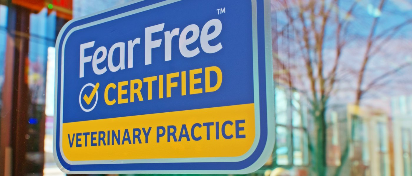 The Fear Free Certified Veterinary Practice sign at Town and Country Animal Hospital in Fairfax