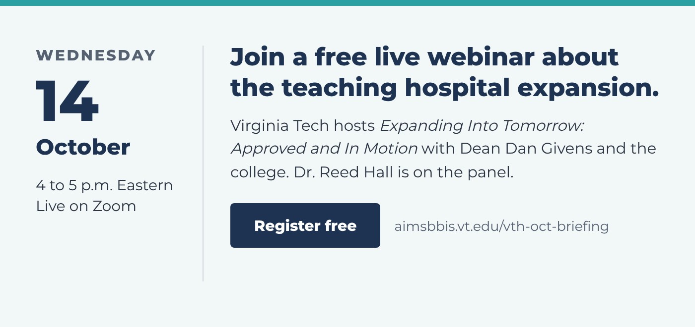 Join a free live webinar about the teaching hospital expansion on Wednesday, October 14, from 4 to 5 p.m. Eastern on Zoom. Register free.