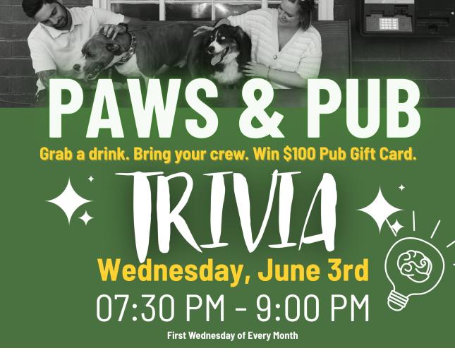 This Wednesday in Clifton: Paws & Pub Trivia Night (Dogs Welcome)